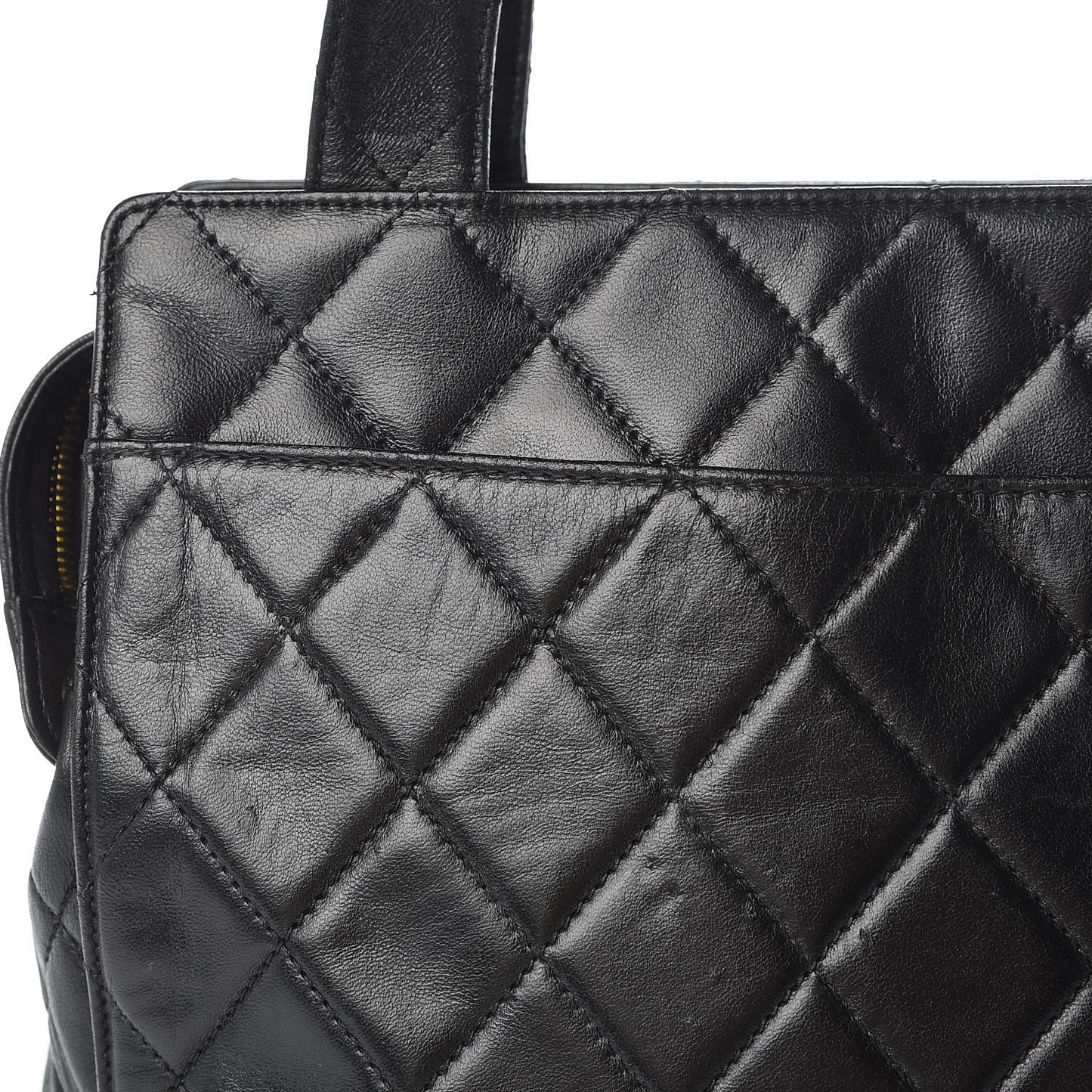 Lambskin Quilted CC Shopping Tote Black
