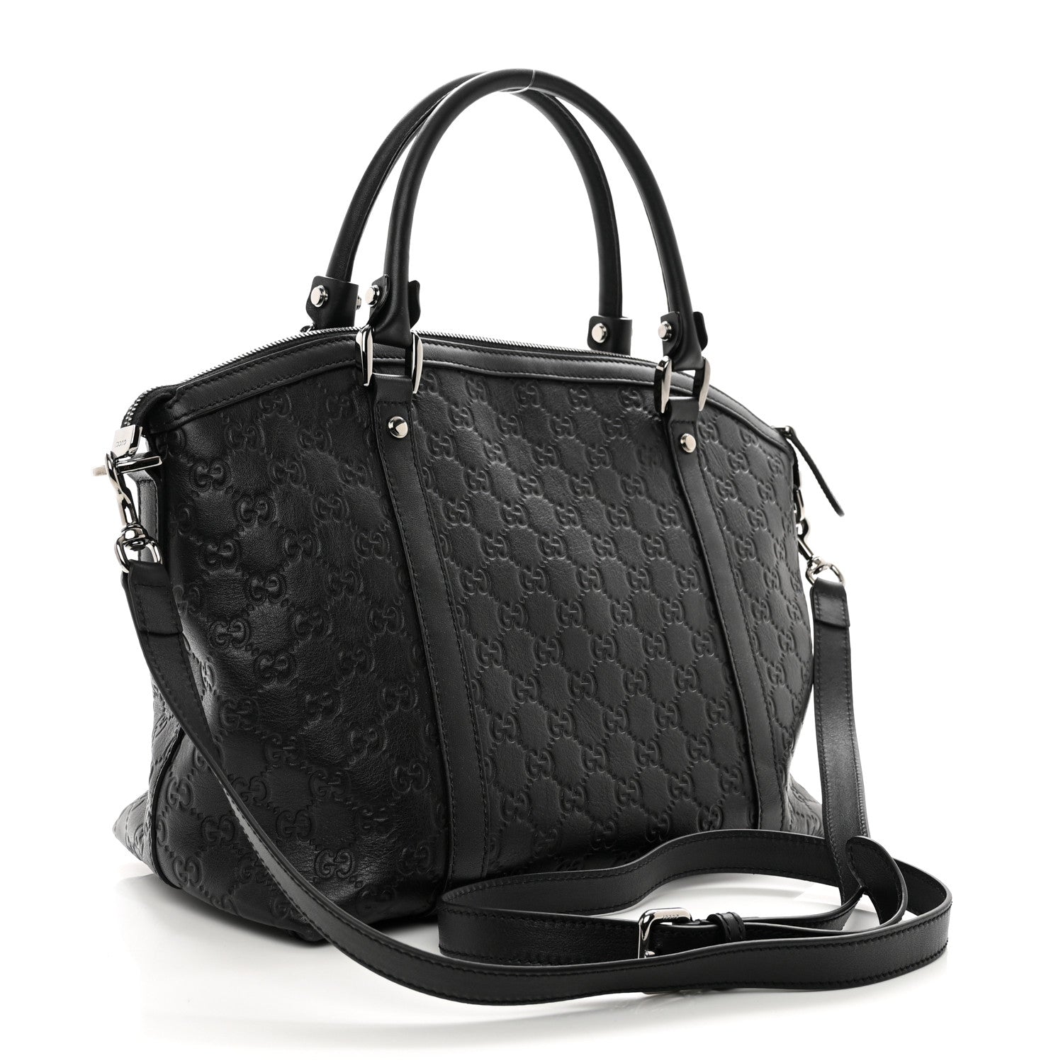 Gucci Guccissima Medium GG Charm Dome Satchel Black 3 of 10