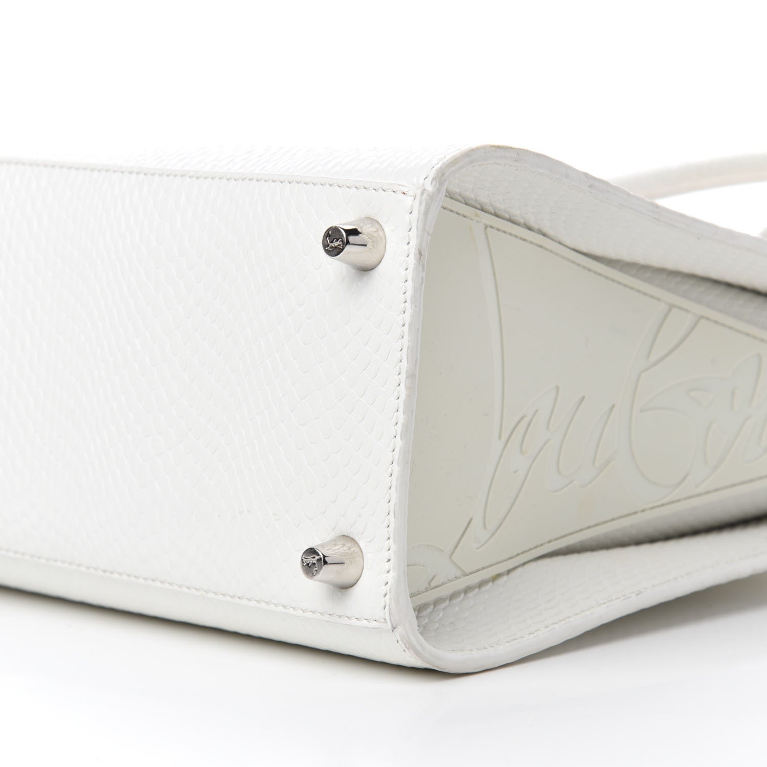Christian Louboutin Calfskin Lizard Embossed Medium Paloma White 7 of 15