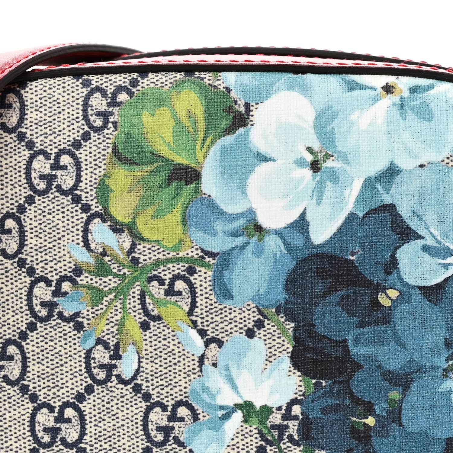 Gucci GG Supreme Monogram Blooms Mini Chain Shoulder Bag Beige Blue Navy Hibiscus Red 8 of 10
