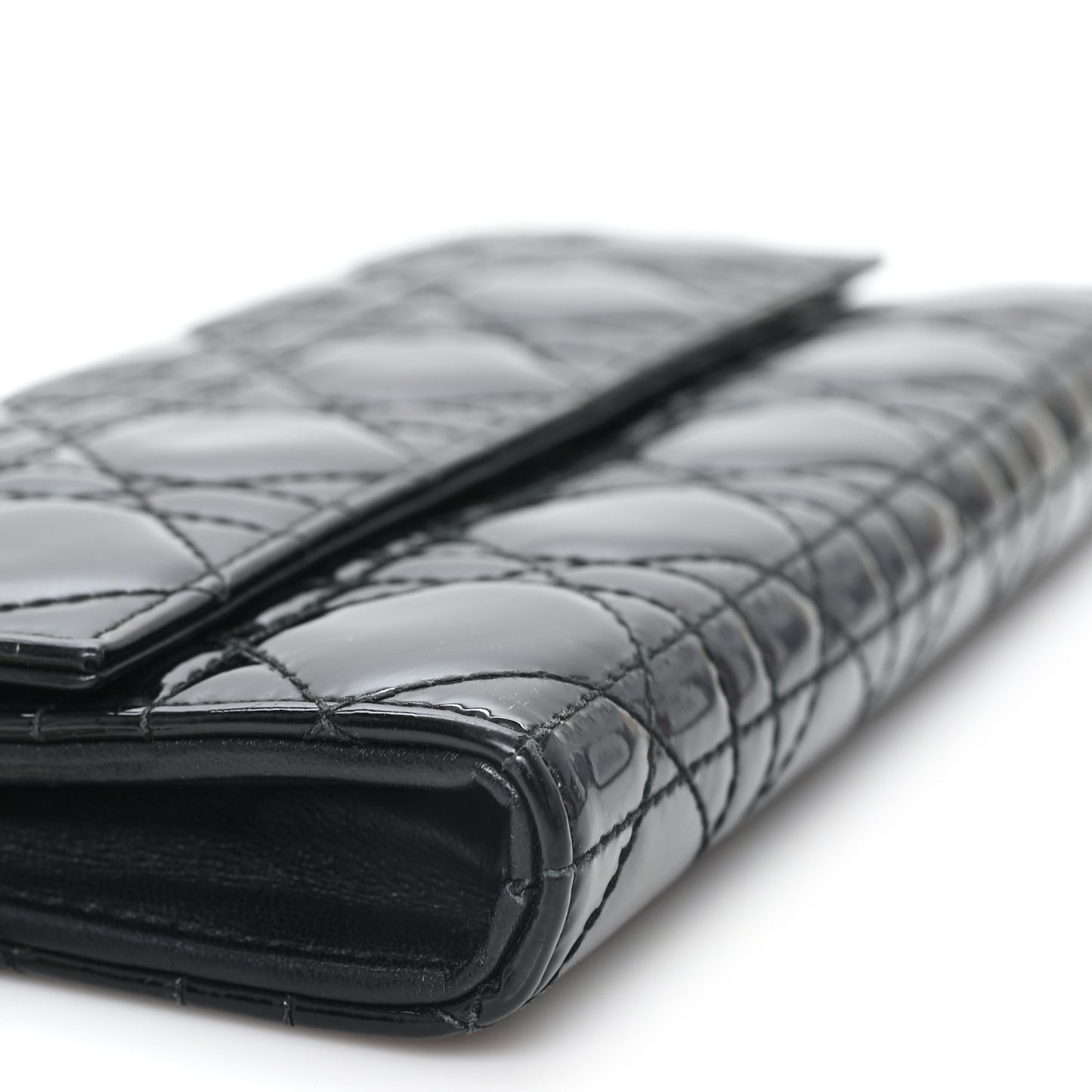 Patent Cannage Lady Dior Rendezvous Wallet On Chain Black