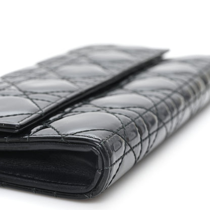 Christian Dior Patent Cannage Lady Dior Rendezvous Wallet On Chain Black 9 of 10