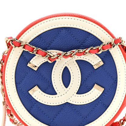 Chanel Caviar Quilted Round Filigree Crossbody Blue White Red 8 of 10