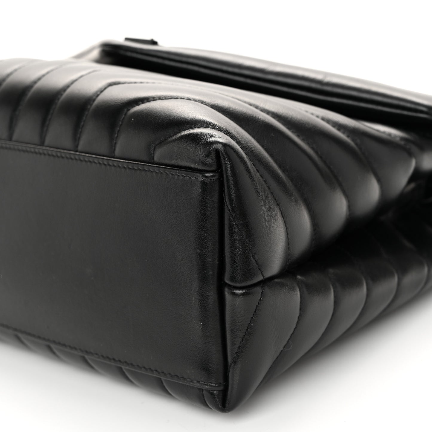 Calfskin Y Quilted Monogram Monochrome Medium Loulou Chain Satchel Black