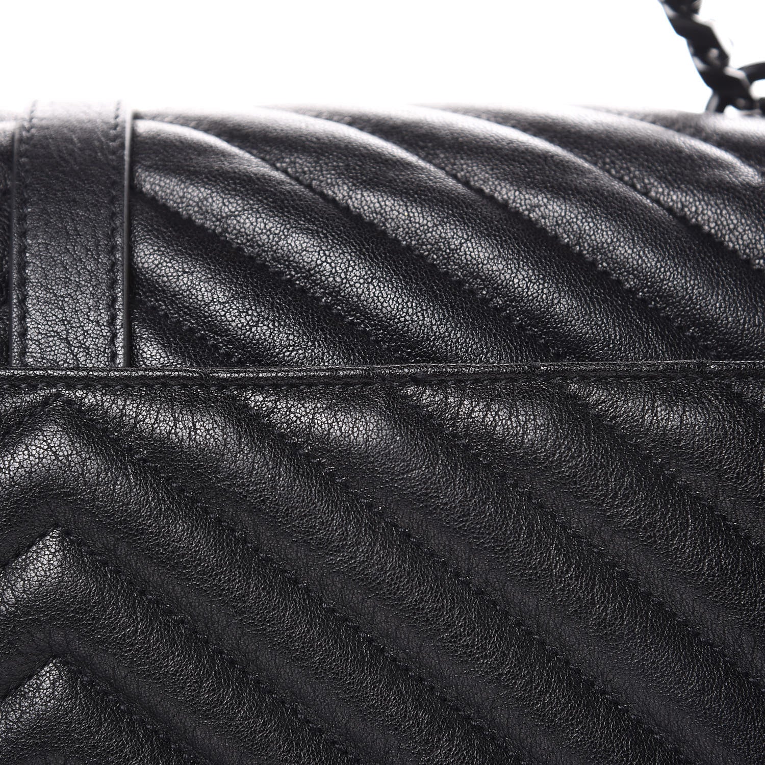 Saint Laurent Sheepskin Matelasse Chevron Monogram Monochrome Large College Satchel Black 11 of 11