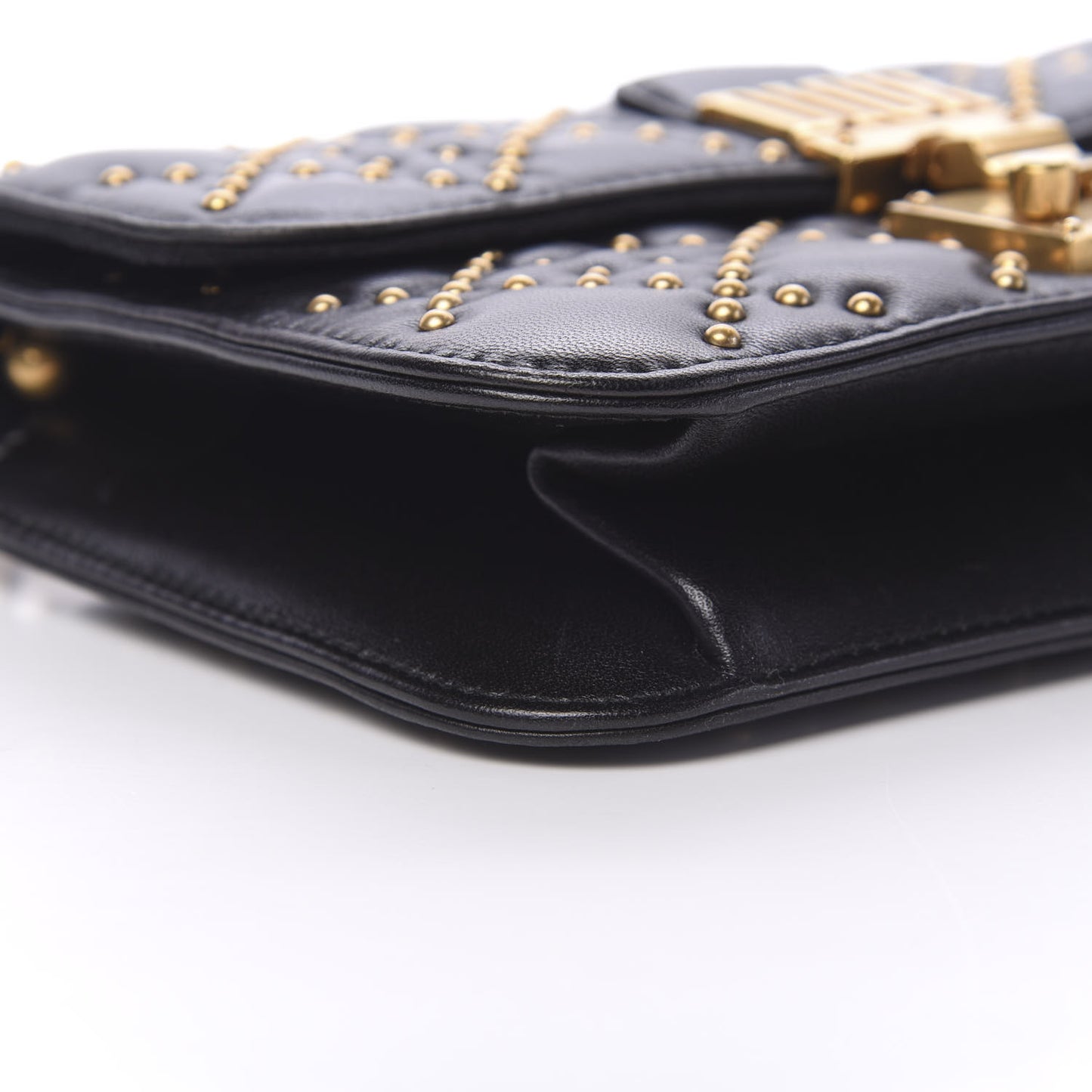 Lambskin Cannage Studded Small Dioraddict Flap Bag Black