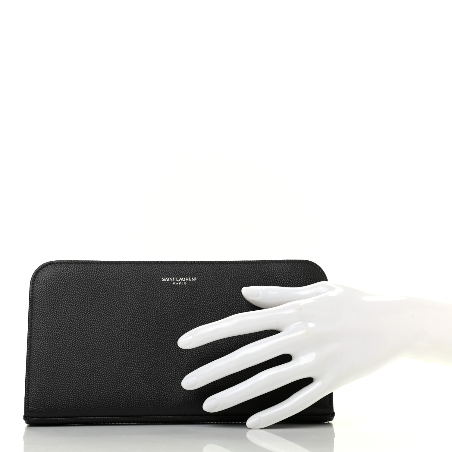 Saint Laurent Grain De Poudre Classic Zip Around Travel Wallet Black 2 of 7