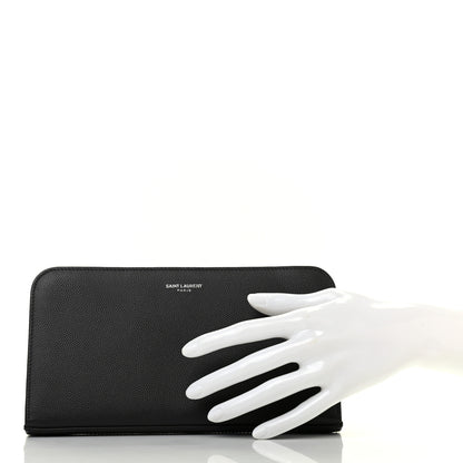 Saint Laurent Grain De Poudre Classic Zip Around Travel Wallet Black 2 of 7
