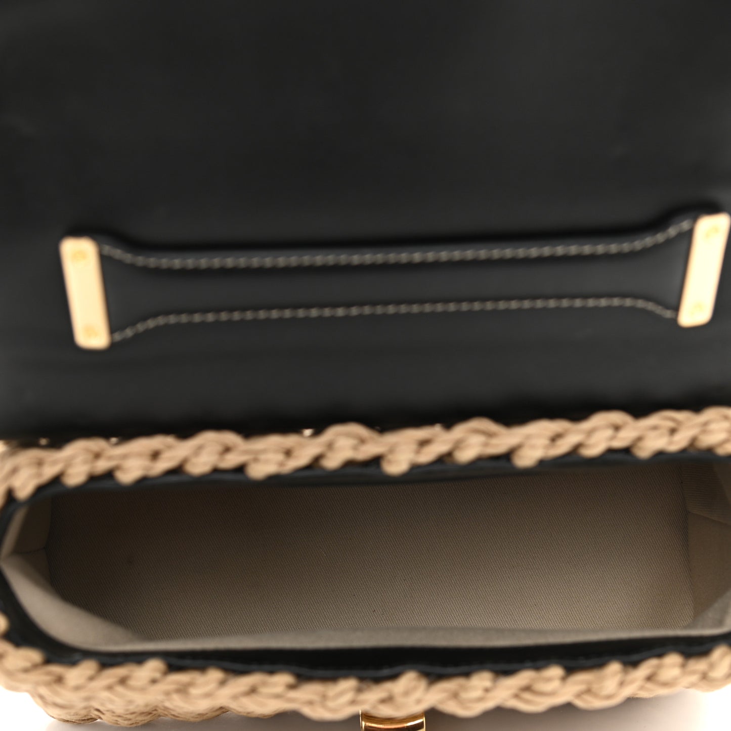 Calfskin Wicker Margot Top Handle Satchel Black