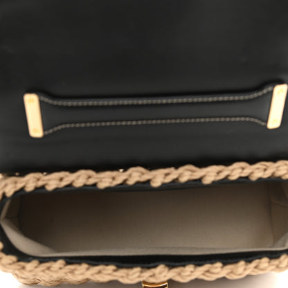 Salvatore Ferragamo Calfskin Wicker Margot Top Handle Satchel Black 5 of 10