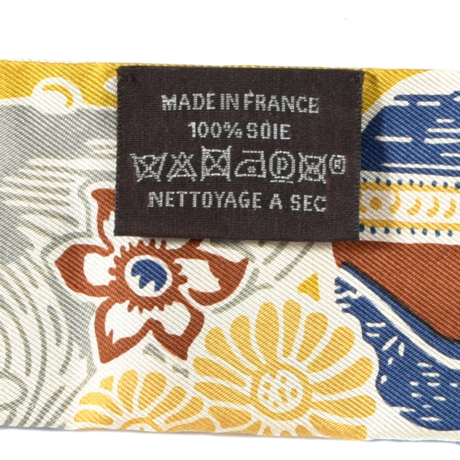 Hermes Silk Bingata Twilly Moutarde Bleu Brun 4 of 4