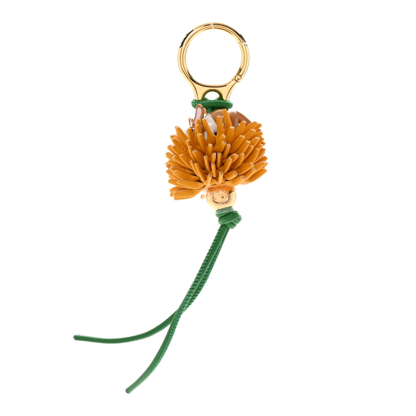 Calfskin Dandelion Rabbit Bag Charm Yellow Green