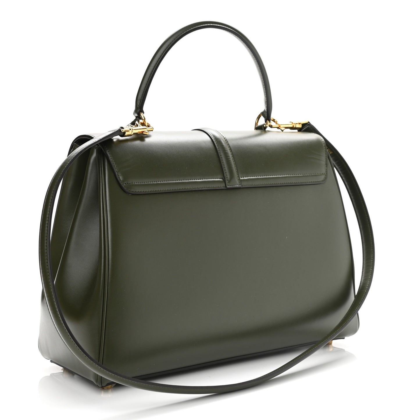 Satinated Calfskin Medium 16 Top Handle Bag Khaki