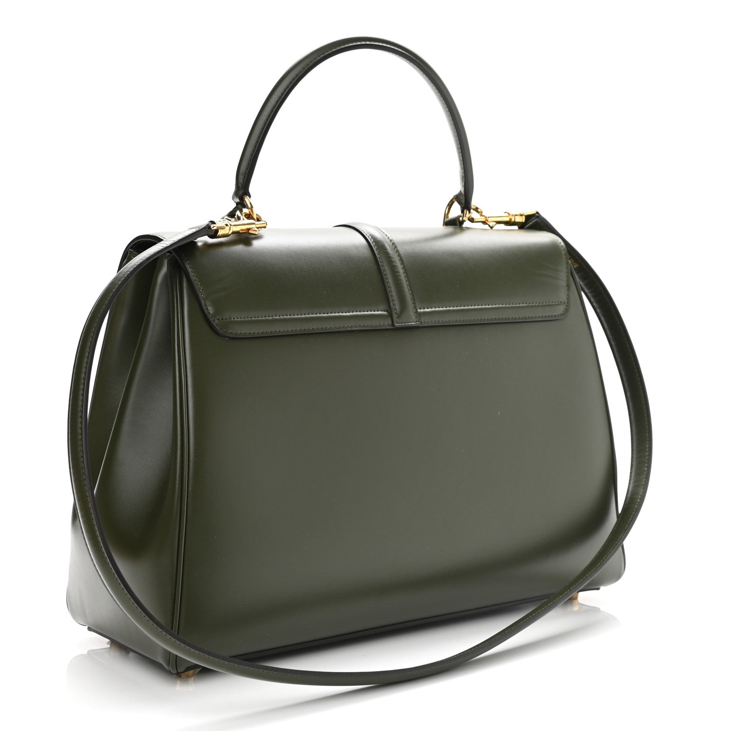 Celine Satinated Calfskin Medium 16 Top Handle Bag Khaki 3 of 17