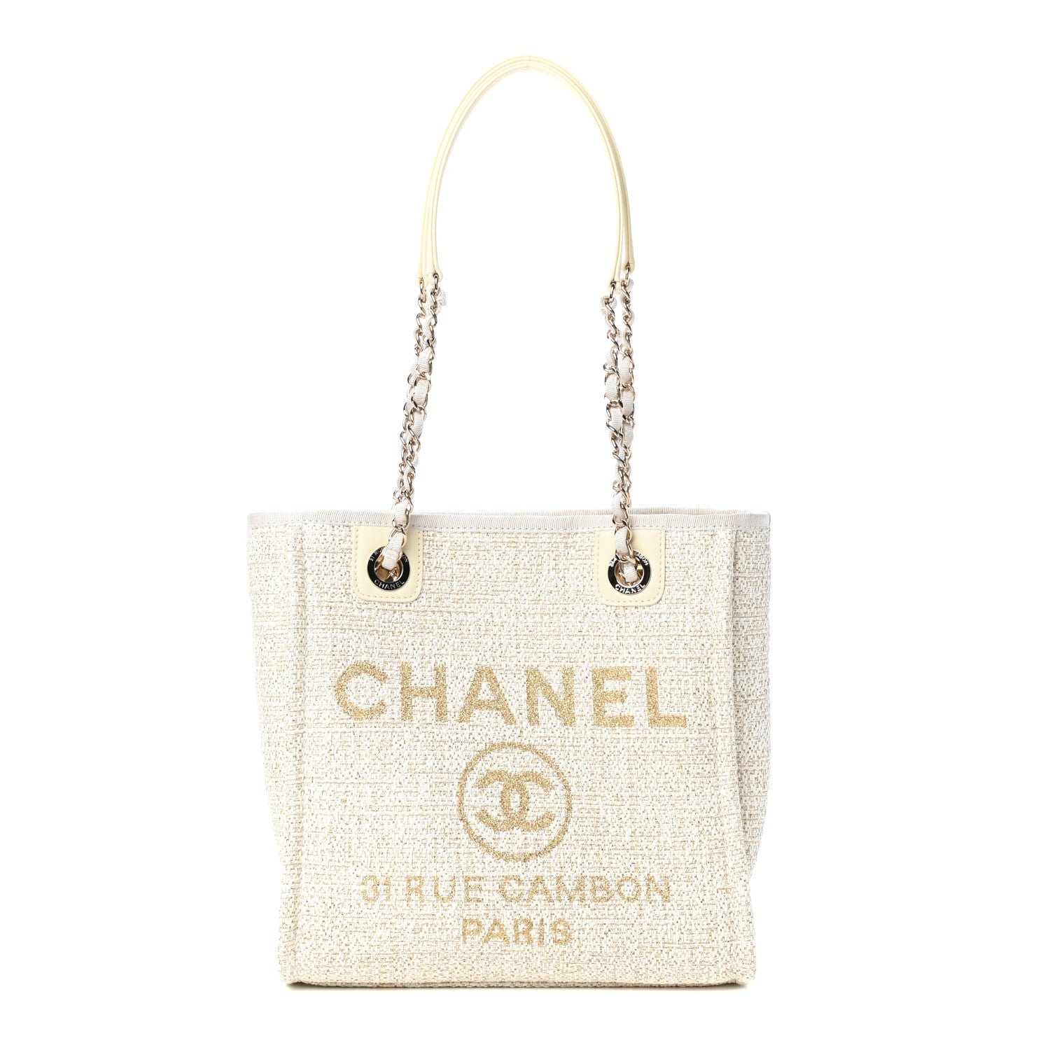 Chanel Lurex Boucle Mini Deauville Tote White 1 of 10