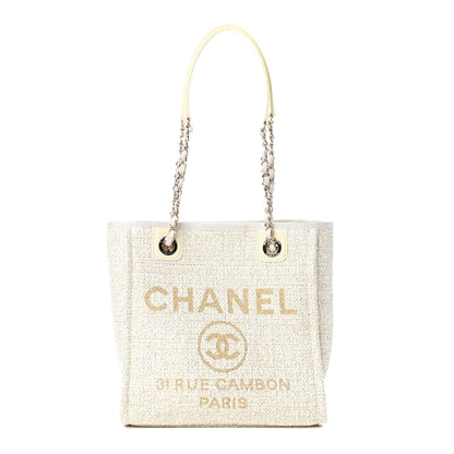 Chanel Lurex Boucle Mini Deauville Tote White 1 of 10