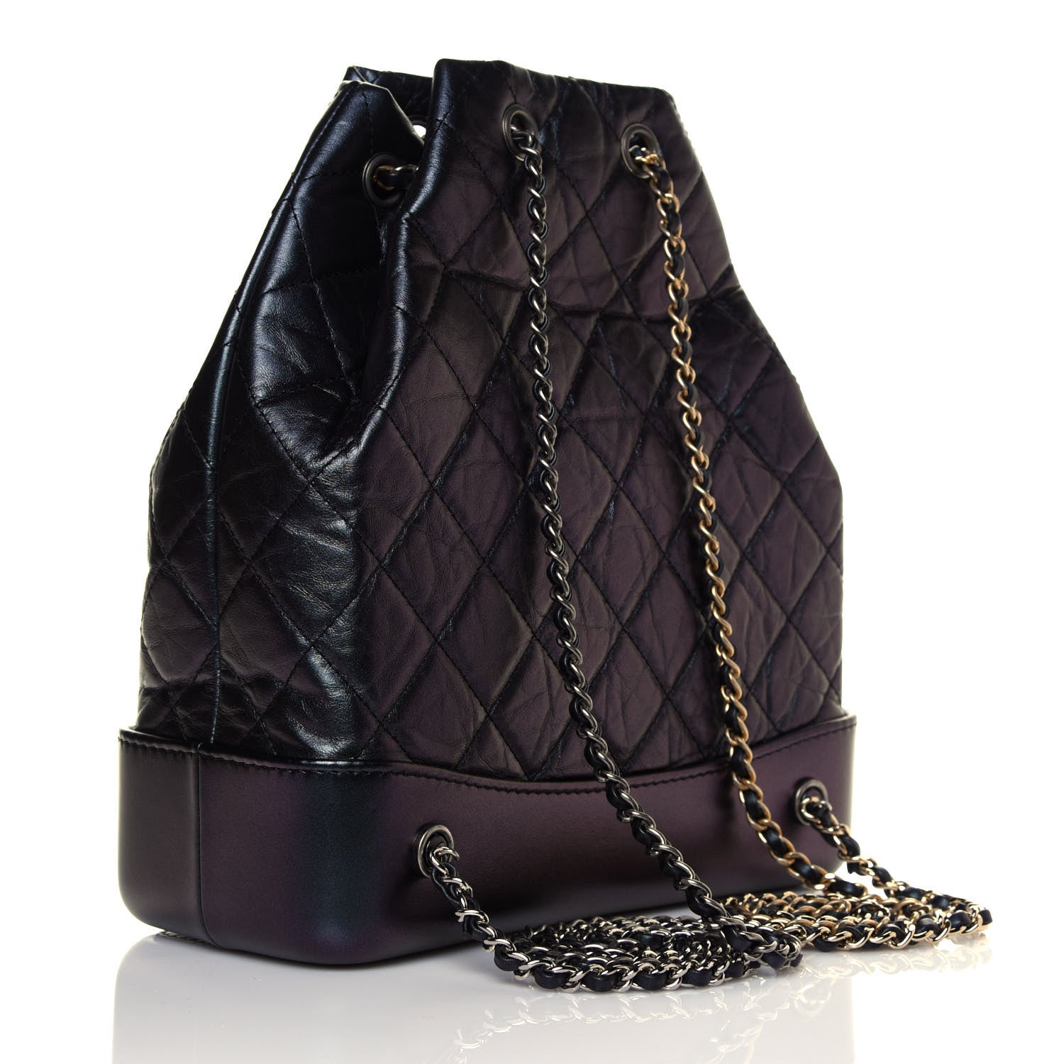 Chanel Iridescent Aged Calfskin Quilted Gabrielle Backpack Black 2 of 4