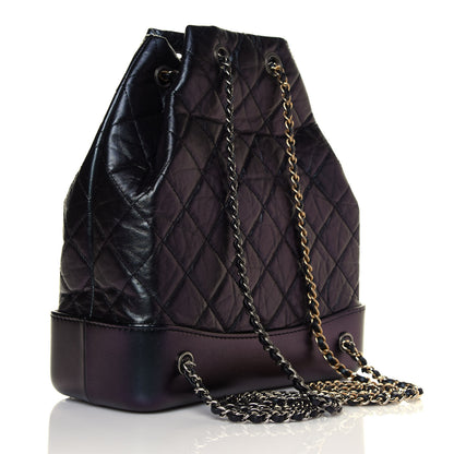 Chanel Iridescent Aged Calfskin Quilted Gabrielle Backpack Black 2 of 4