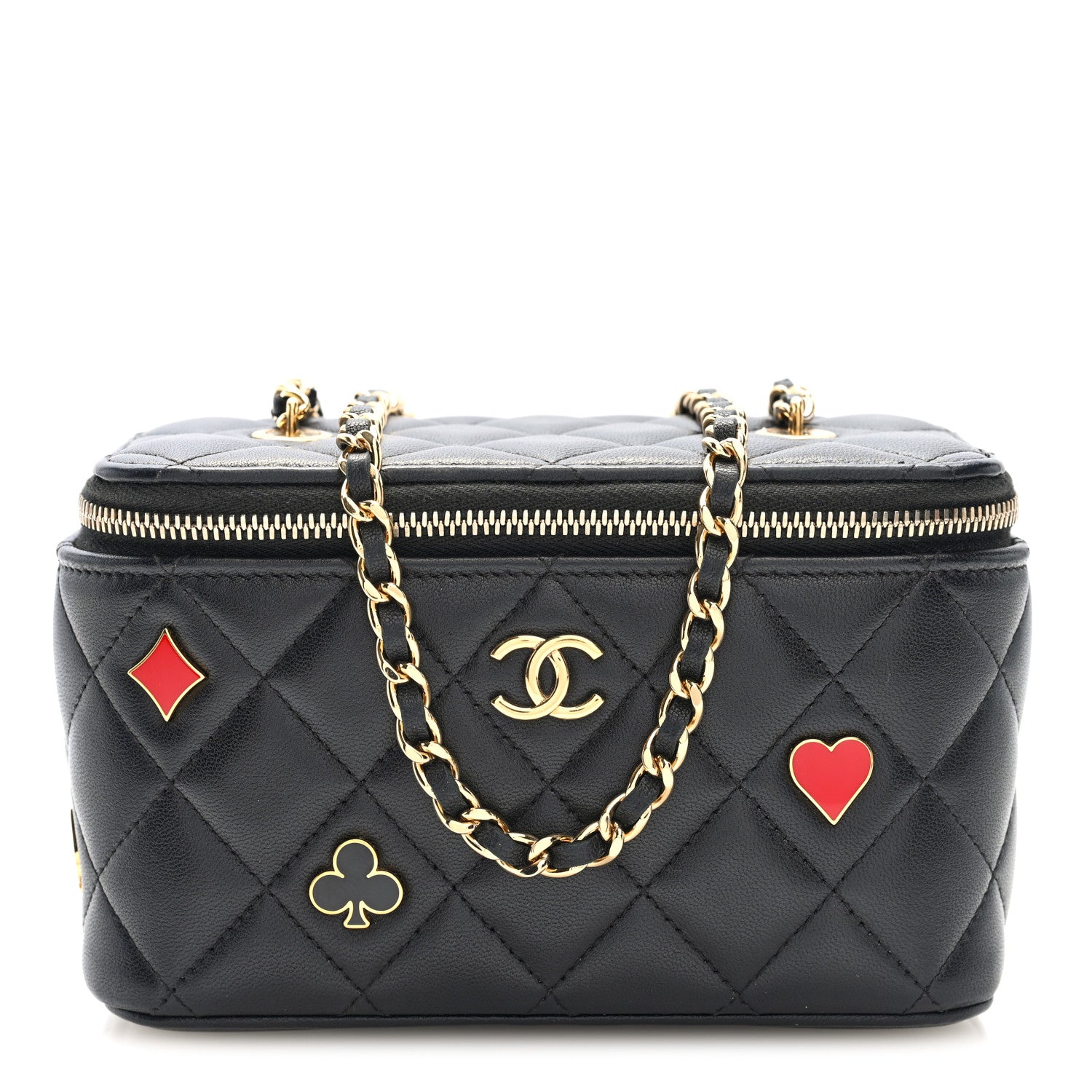 Chanel Lambskin Quilted Enamel Coco Casino Small Vanity Case With Chain Black 1 of 11