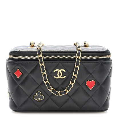 Chanel Lambskin Quilted Enamel Coco Casino Small Vanity Case With Chain Black 1 of 11