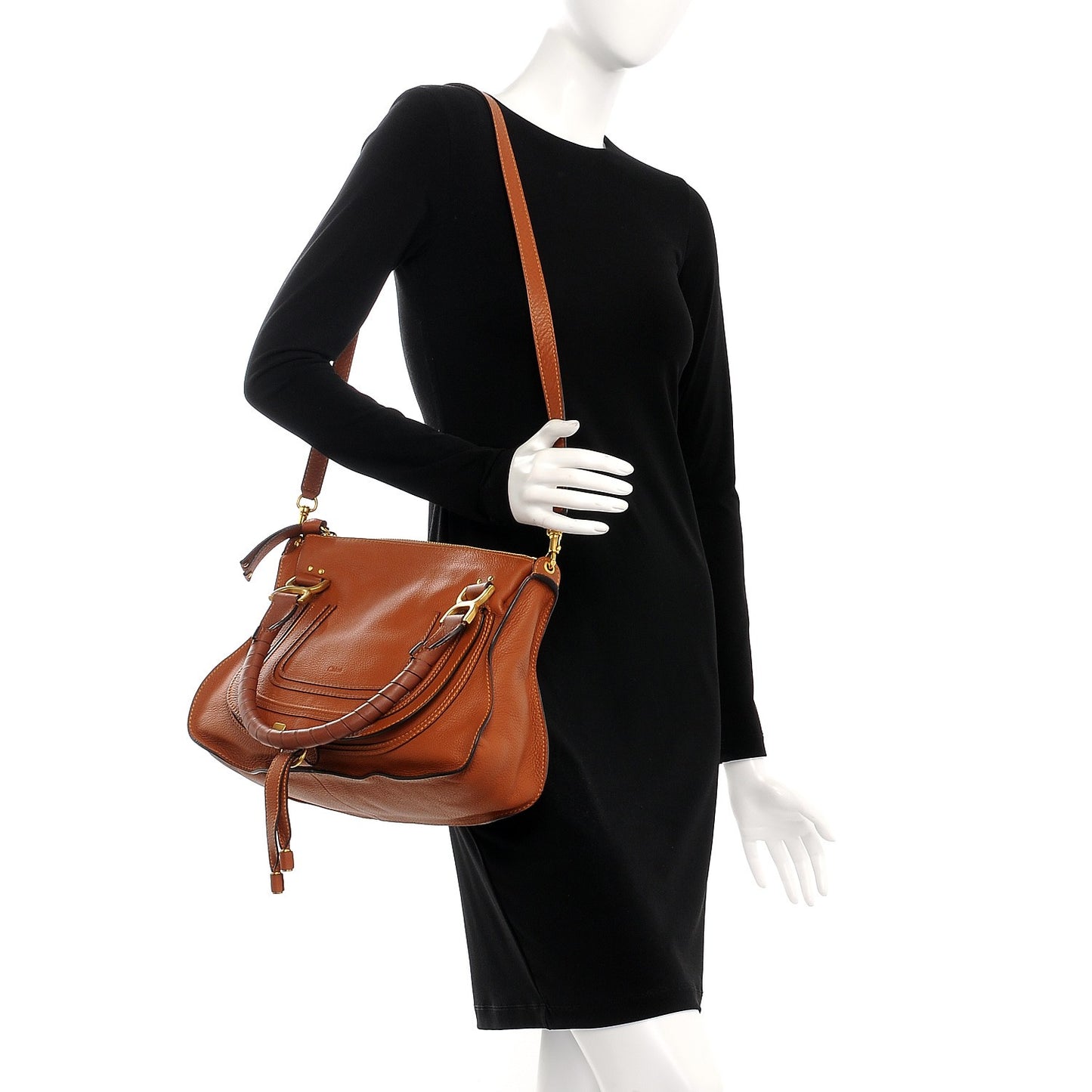 Calfskin Medium Marcie Satchel Tan