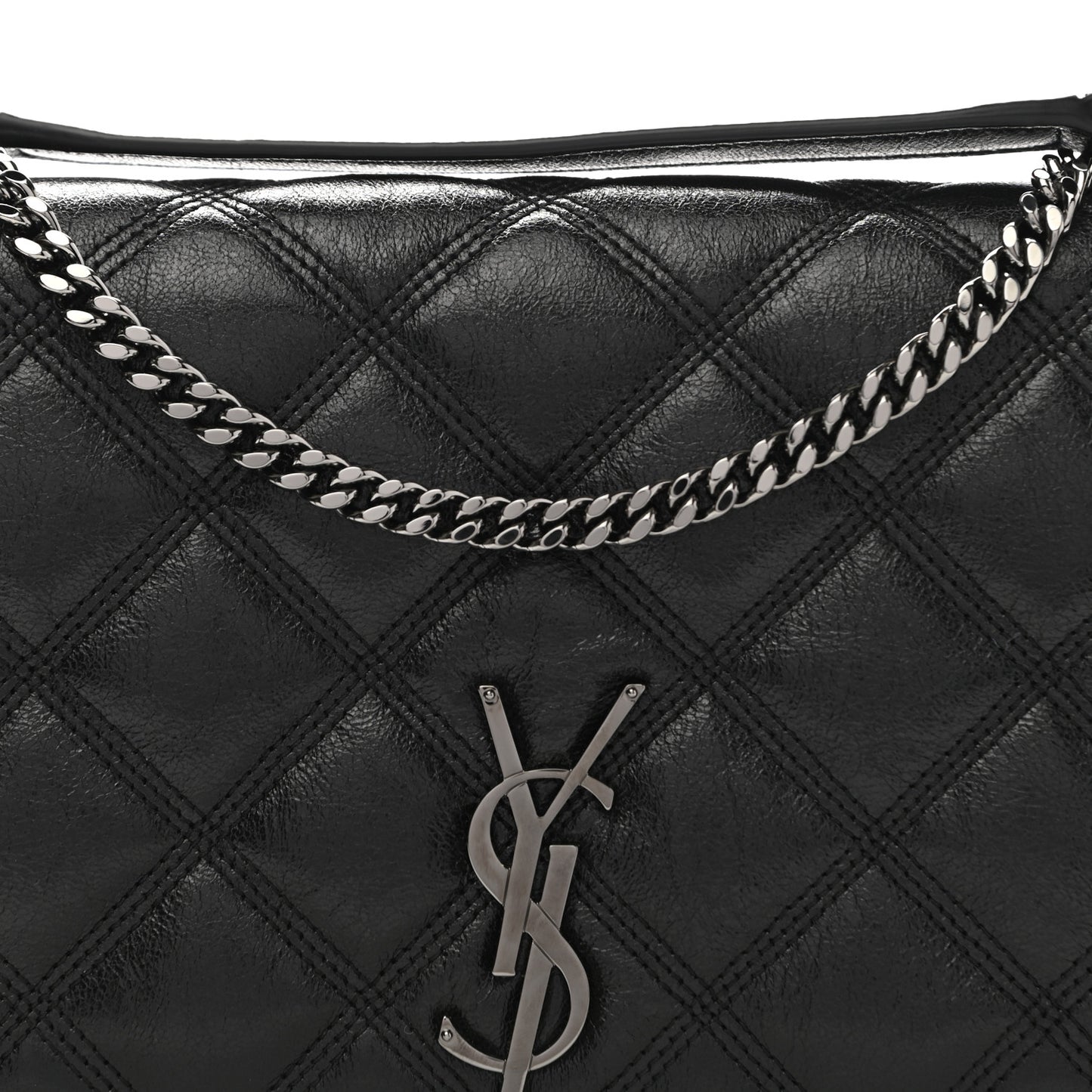 Lambskin Diamond Quilted Becky Chain Wallet Black