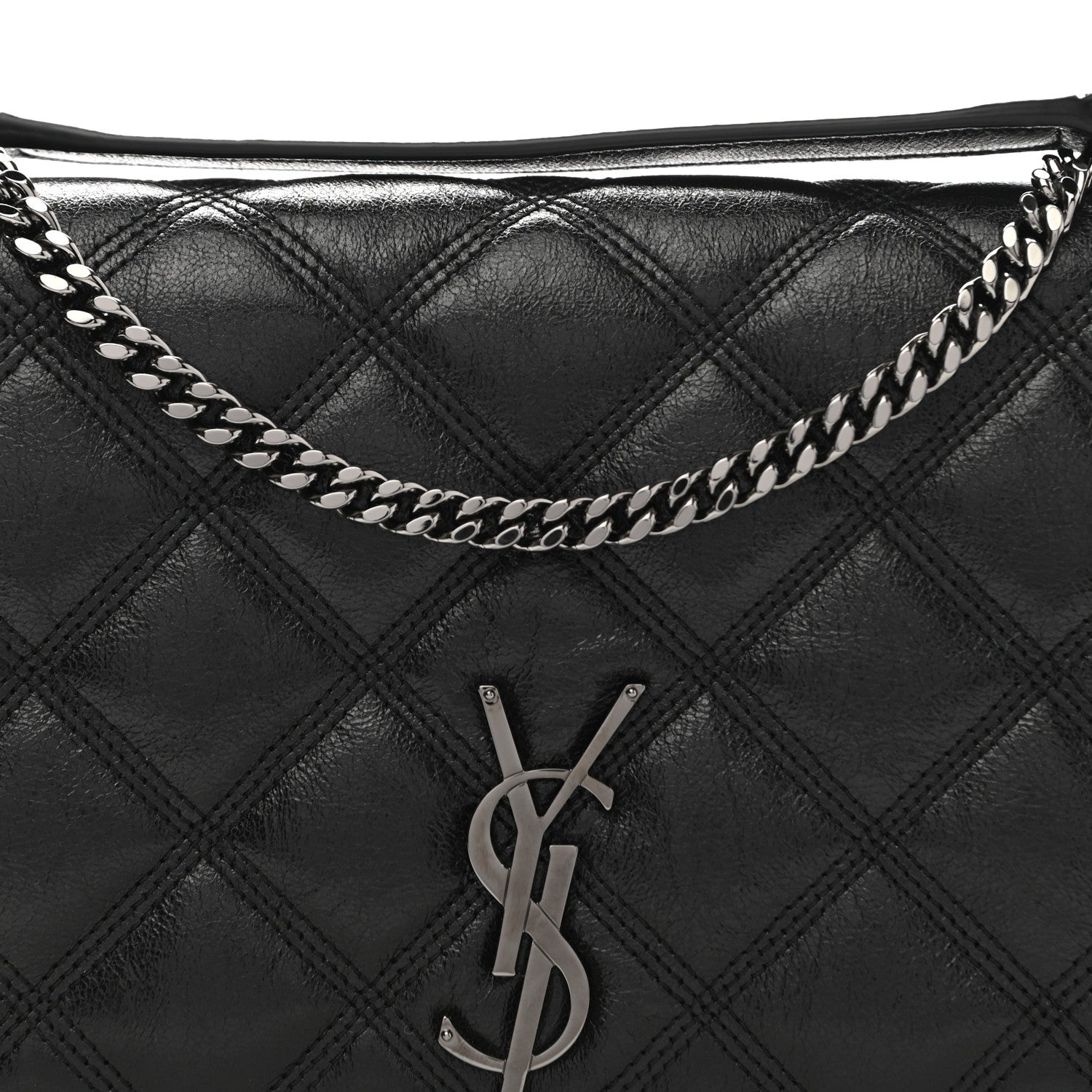 Saint Laurent Lambskin Diamond Quilted Becky Chain Wallet Black 9 of 9