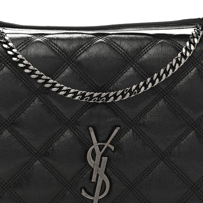 Saint Laurent Lambskin Diamond Quilted Becky Chain Wallet Black 9 of 9