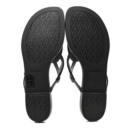 Hermes Rubber Womens Egerie Sandals 36 Black 5 of 9