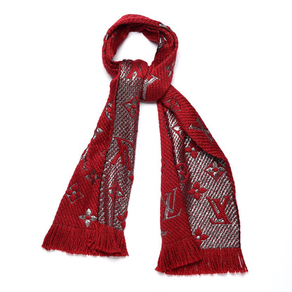 Louis Vuitton Wool Silk Logomania Shine Scarf Rubis 1 of 4