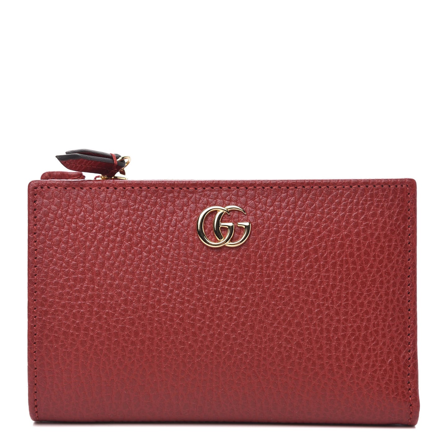 Dollar Calfskin GG Marmont Zipped Wallet Hibiscus Red