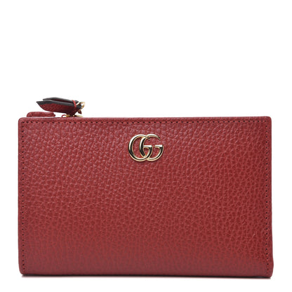 Gucci Dollar Calfskin GG Marmont Zipped Wallet Hibiscus Red 1 of 8