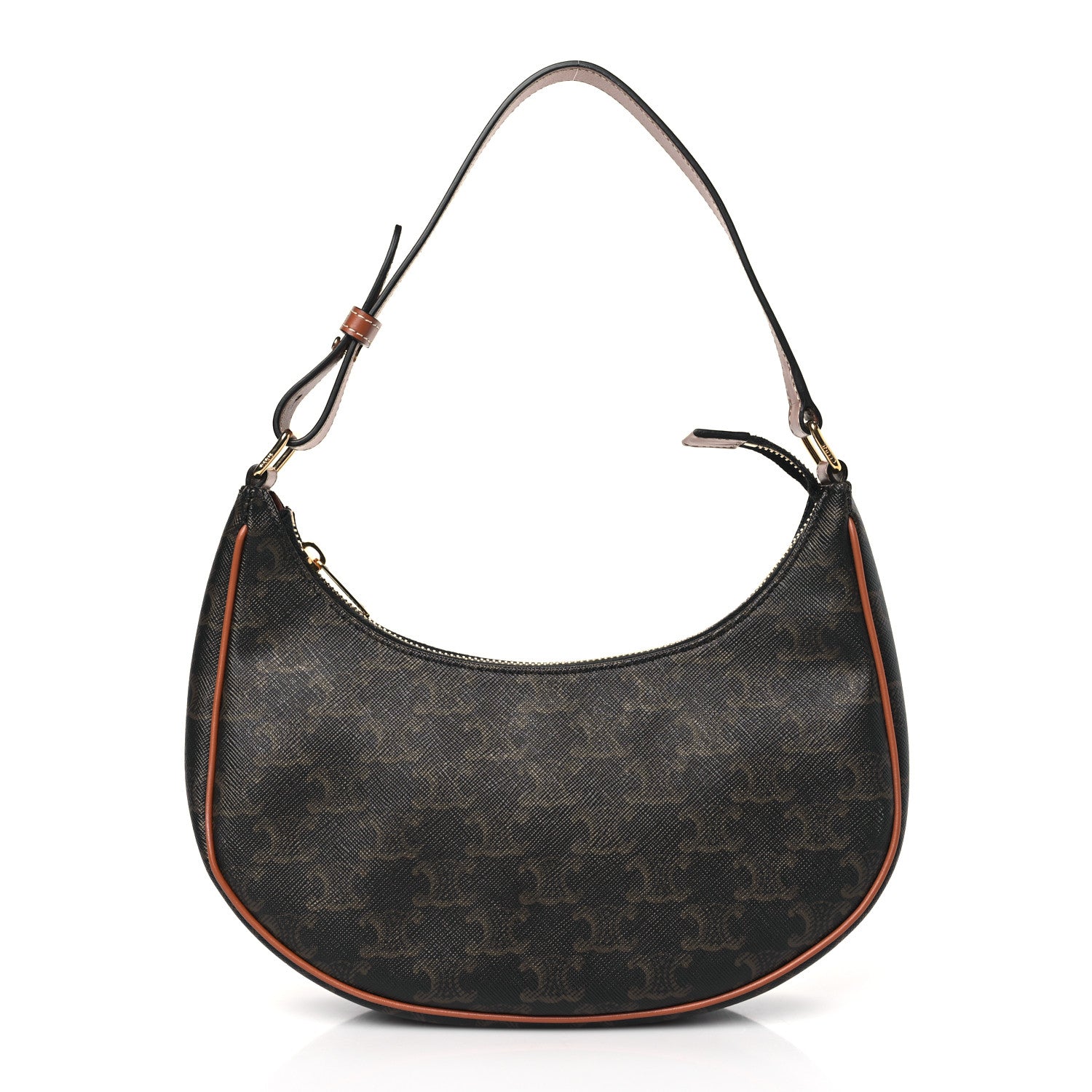 Celine Triomphe Canvas Calfskin Ava Shoulder Bag Tan 1 of 9