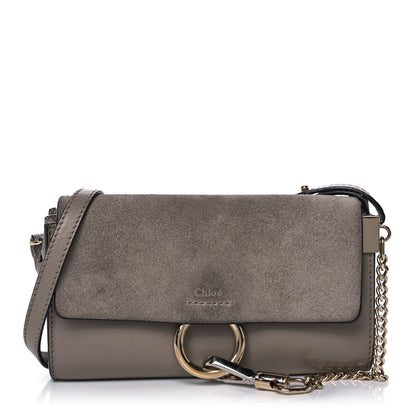 Chloe Suede Calfskin Mini Faye Shoulder Bag Motty Grey 1 of 11