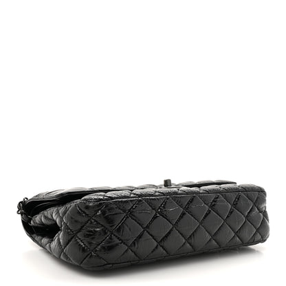 Chanel Shiny Crumpled Calfskin Quilted Medium Double Flap So Black 4 of 11