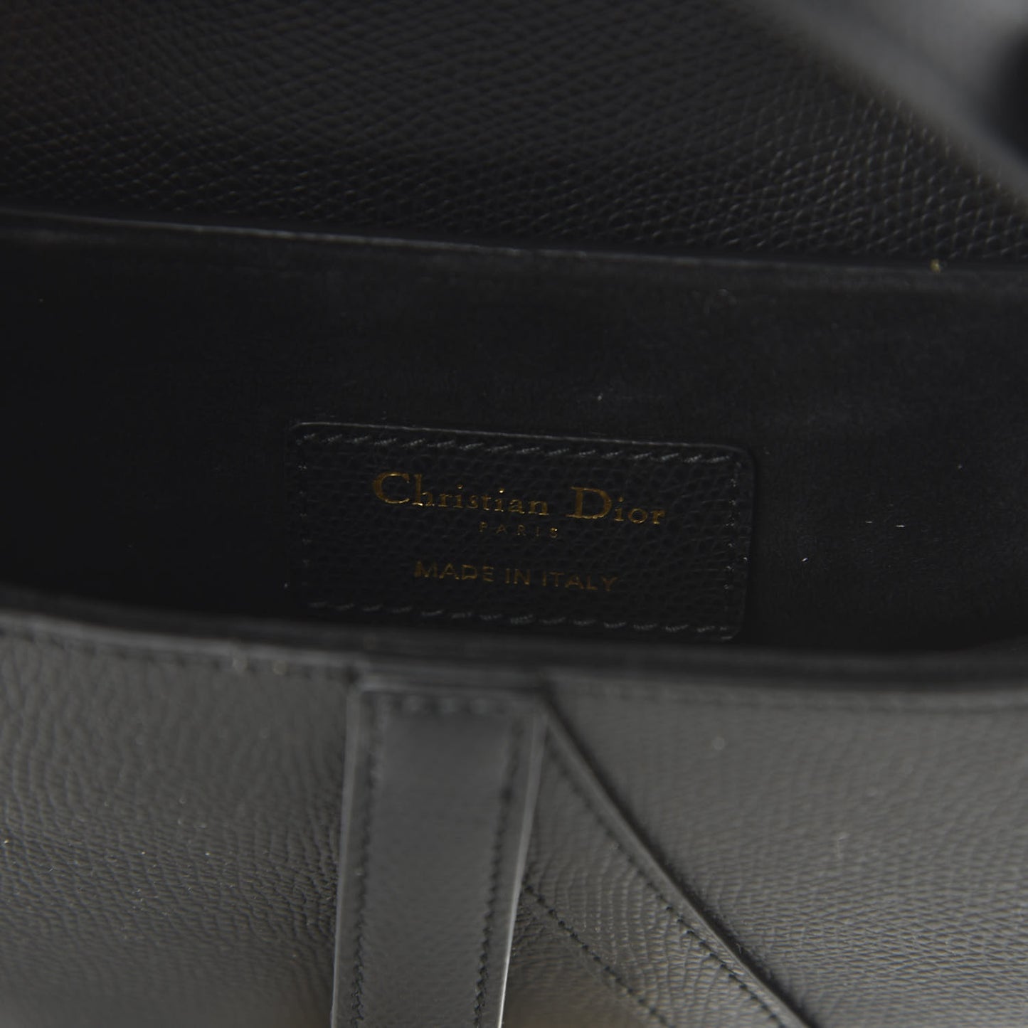 Grained Calfskin Mini Saddle Bag Black