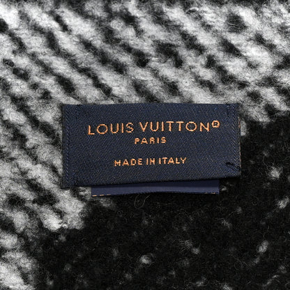Louis Vuitton Wool Silk Monogram Snowy Kaleidoscope Scarf Black 4 of 4
