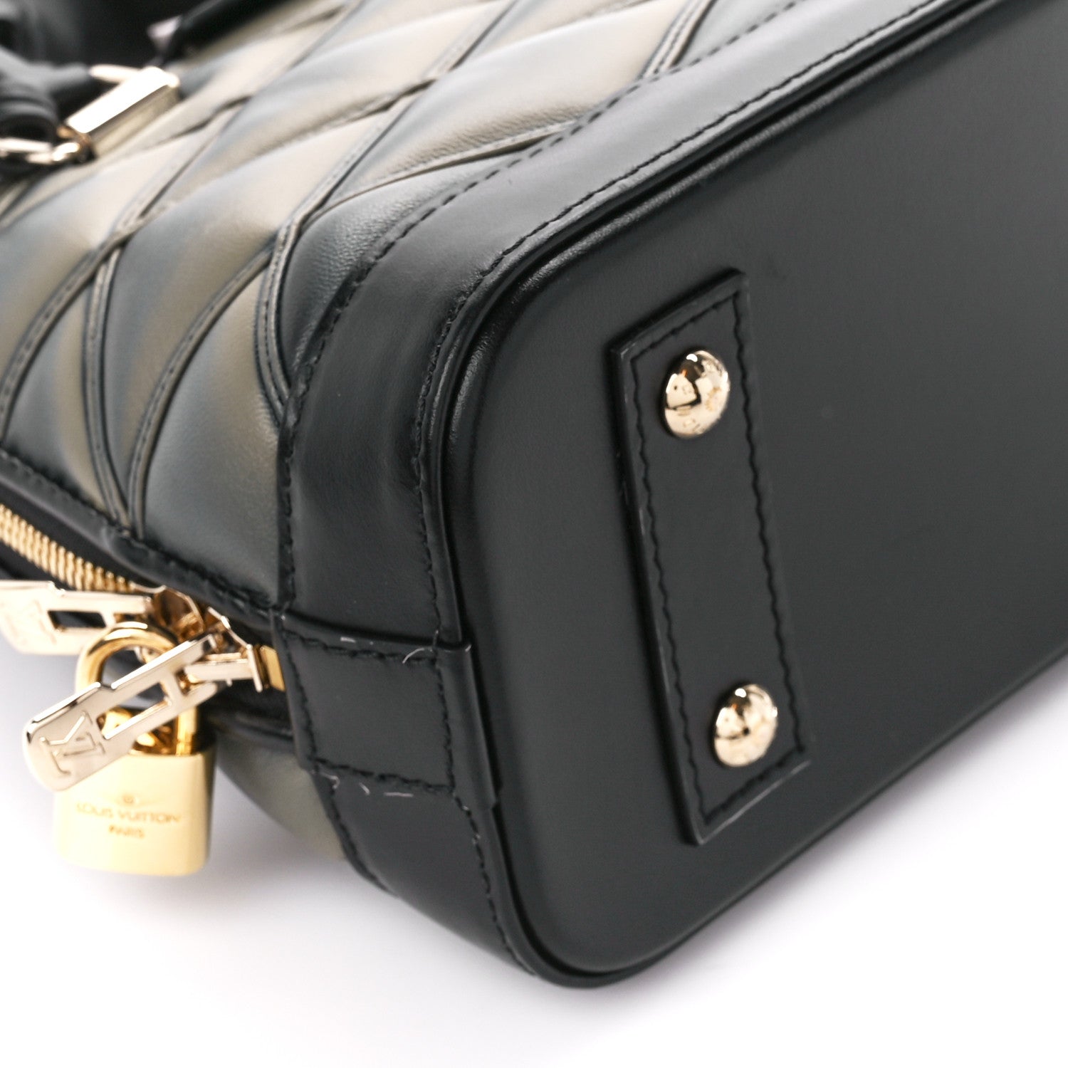Louis Vuitton Lambskin Malletage Alma BB Black Beige 11 of 13