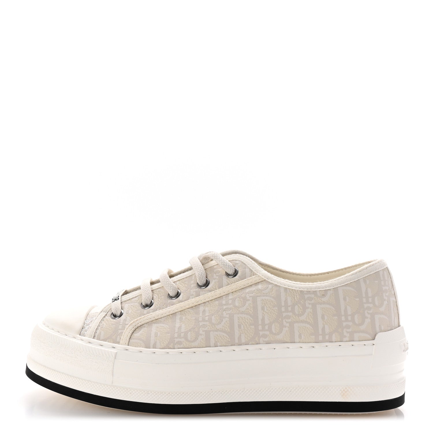 Christian Dior Calfskin Oblique Walk'N 'Dior Low Top Sneakers 38 White Black 1 of 9