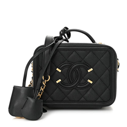 Chanel Caviar Quilted Small CC Filigree Vanity Case Black 1 of 10