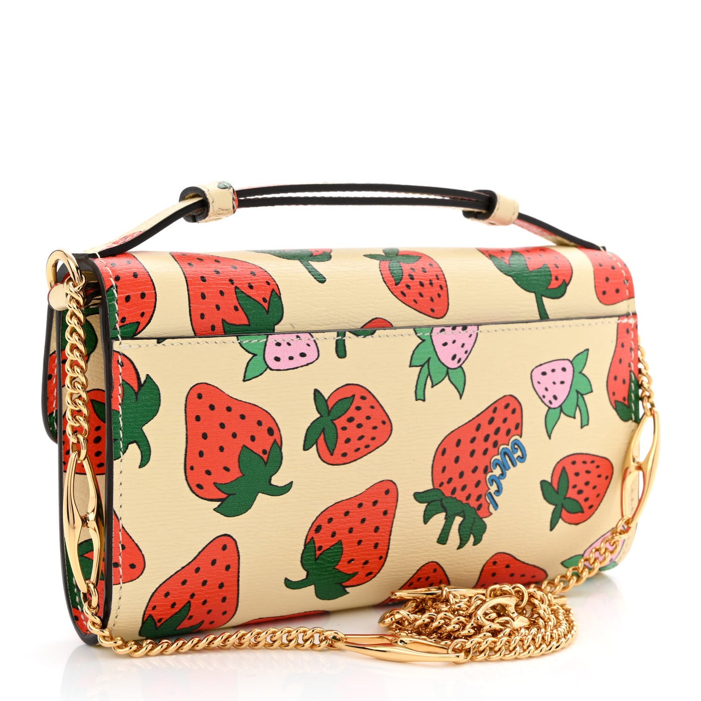Calfskin Strawberry Print Mini Zumi Shoulder Bag Ivory Red