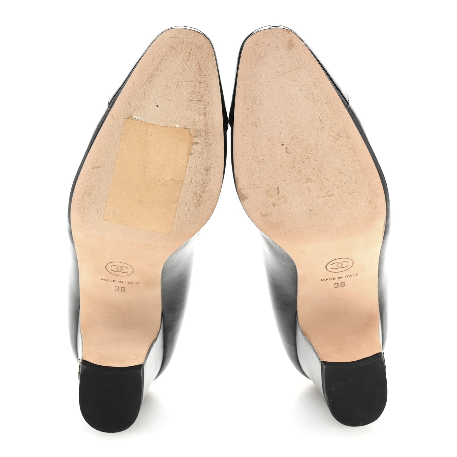 Chanel Lambskin Patent Cap Toe CC Pumps 36 Black 6 of 12