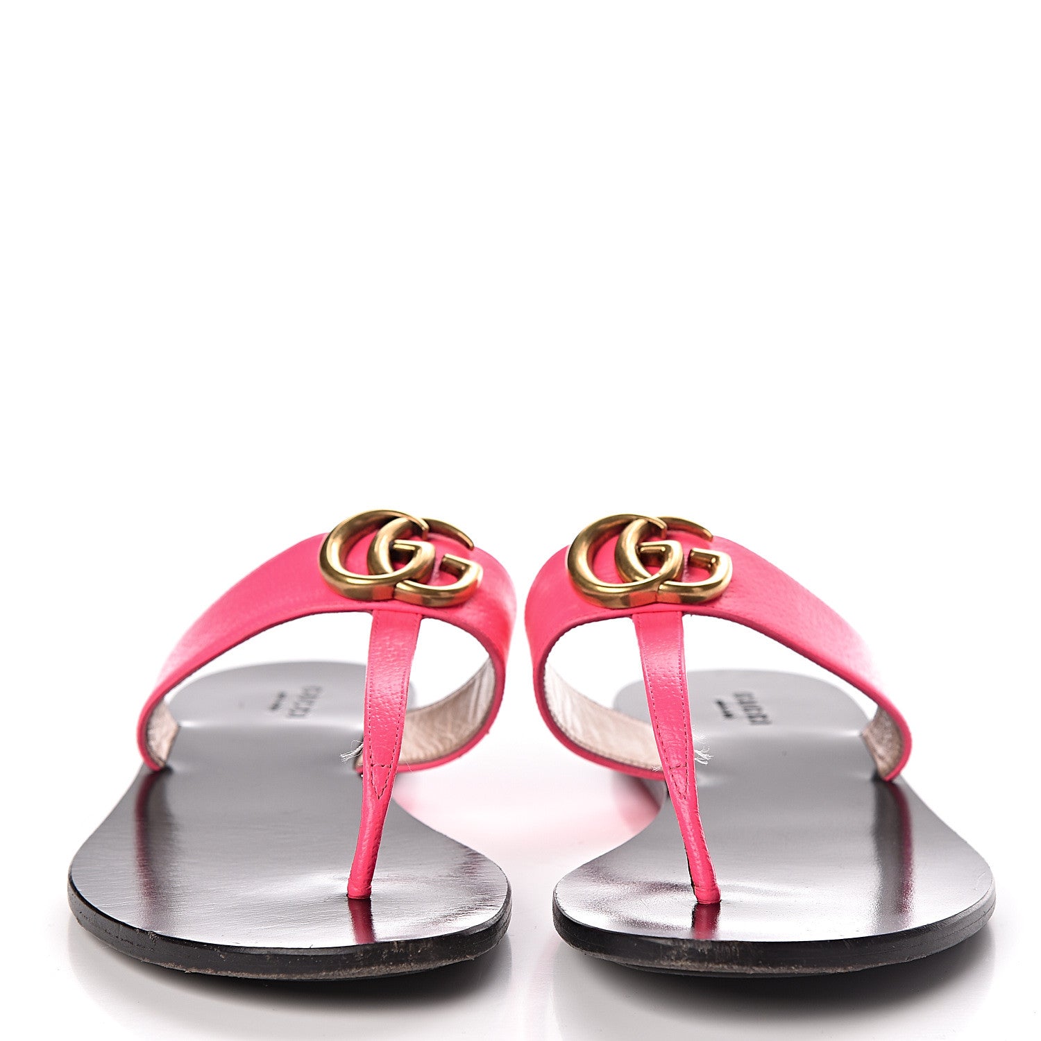 Gucci Calfskin GG Marmont Thong Sandals 38 Fuxia Fluo 2 of 20
