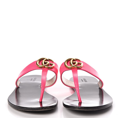 Gucci Calfskin GG Marmont Thong Sandals 38 Fuxia Fluo 2 of 20