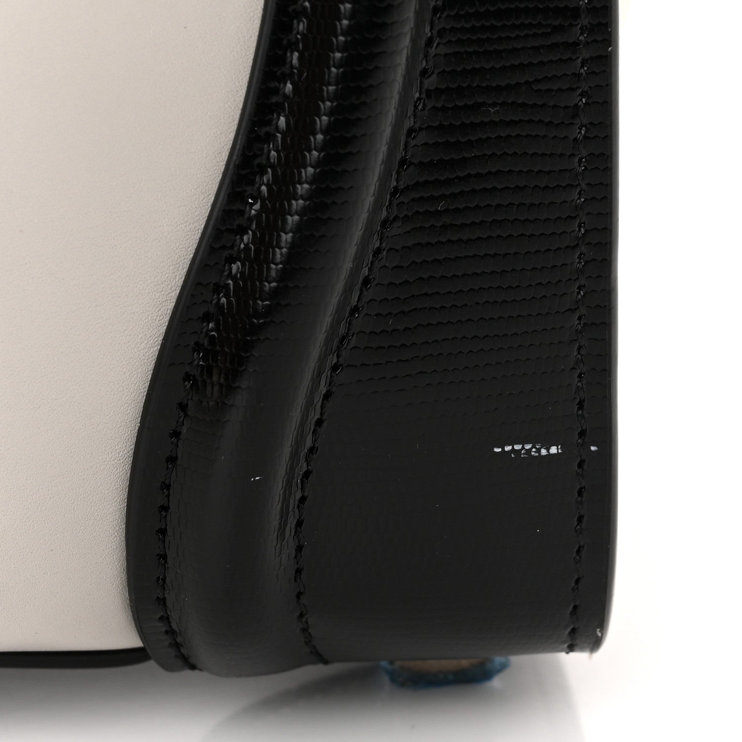 Celine Smooth Calfskin Lizard Embossed Micro Luggage White Black 15 of 17