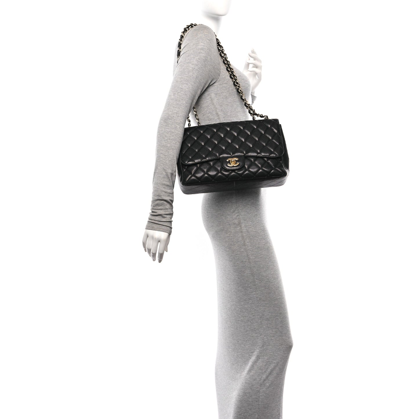 Caviar Quilted Jumbo Single Flap Black