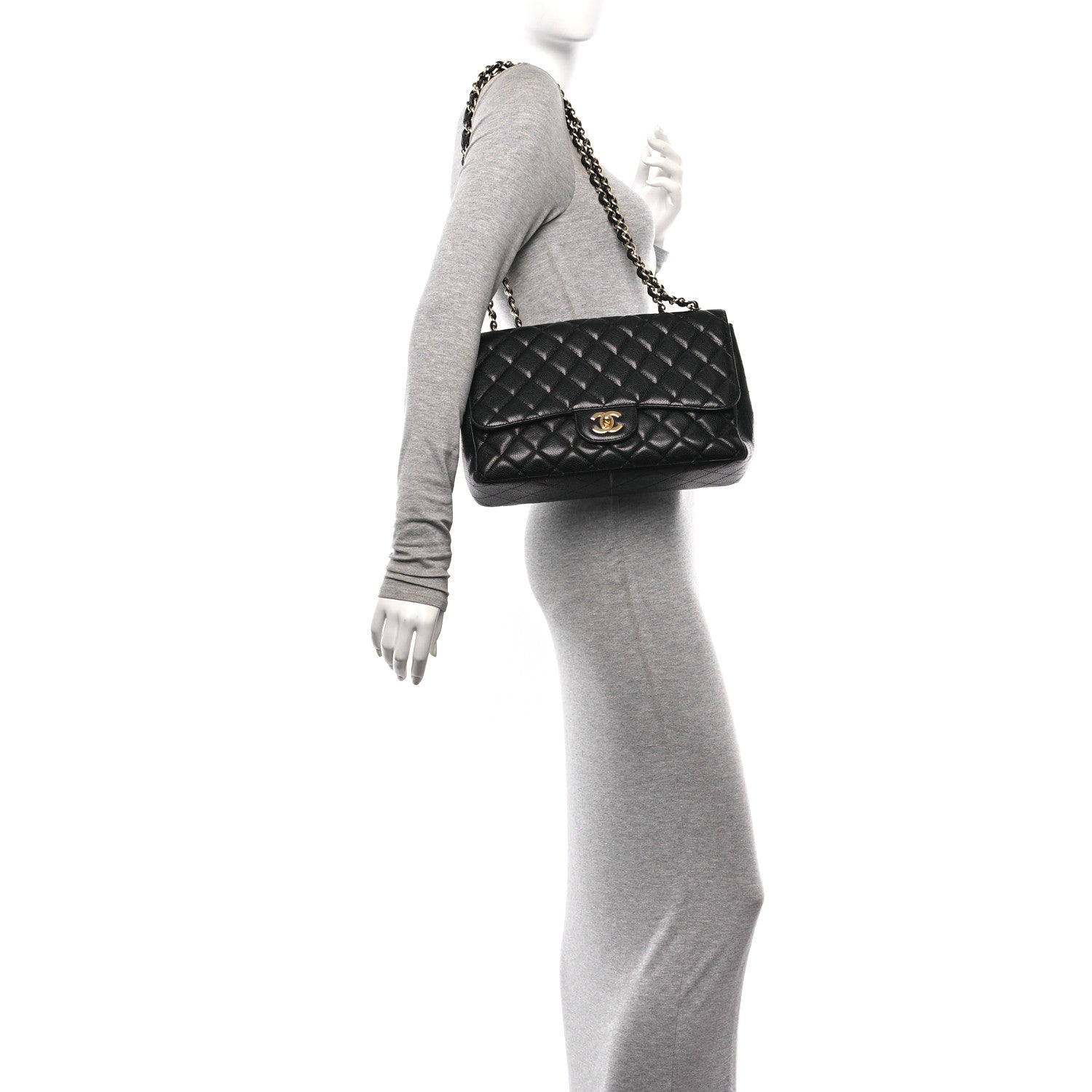 Chanel Caviar Quilted Jumbo Single Flap Black 2 of 14