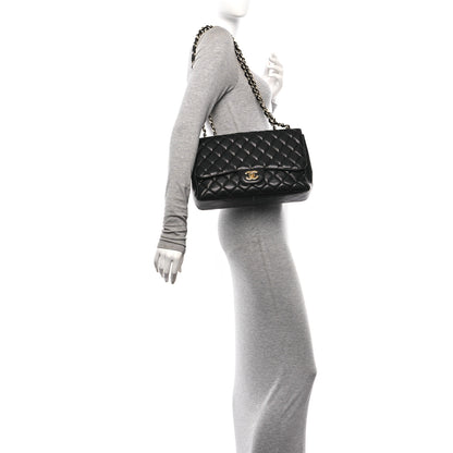 Chanel Caviar Quilted Jumbo Single Flap Black 2 of 14