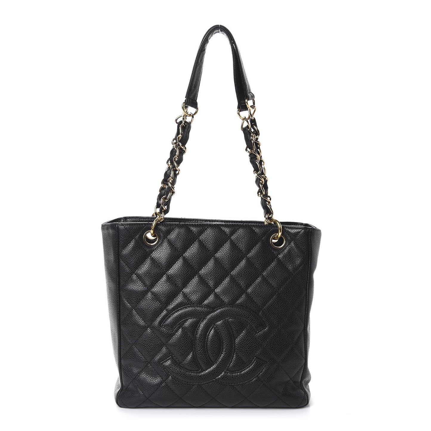 Caviar Quilted Petit Shopping Tote PST Black
