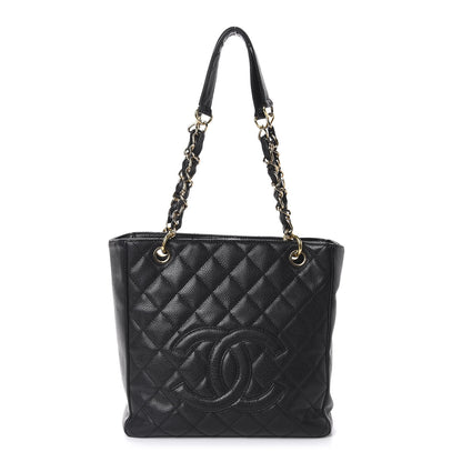 Chanel Caviar Quilted Petit Shopping Tote PST Black 1 of 9